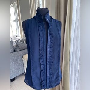 Twenty One Blue Sheer Blouse Snap Buttons  Size M